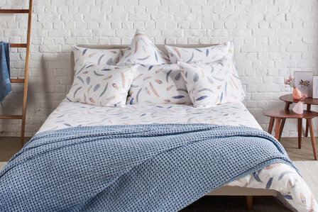 Dekbedovertrek Feather blauw satin 
