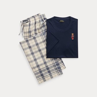 Katoenen pyjamaset met Polo Bear en ruit