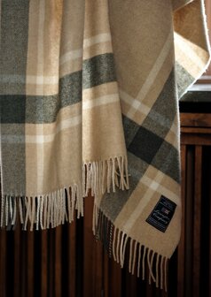 Beige geruite wollen plaid Lexington