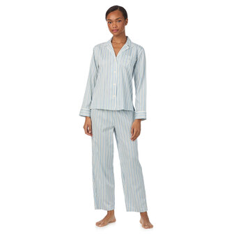 Gestreepte satijnen pyjama blauw Lauren Ralph Lauren