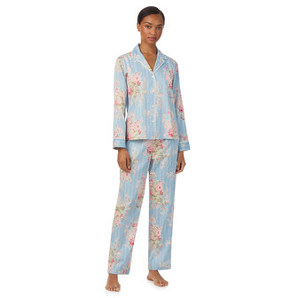Gebloemde satijnen pyjama blauw Lauren Ralph Lauren