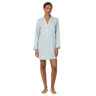 Nachthemd satijn blauw gestreept Lauren Ralph Lauren