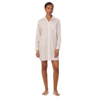 Nachtkleed rose gestreept satin Lauren Ralph Lauren