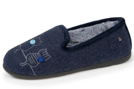 Pantoffel poes blauw Isotoner