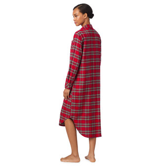 Lang nachtkleed brushed twill rood pld Lauren Ralph Lauren