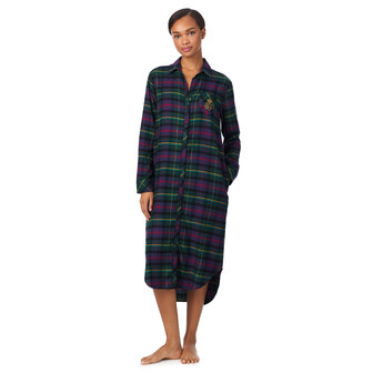 Lang nachtkleed brushed twill multi pld Lauren Ralph Lauren