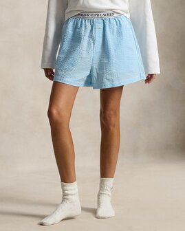 Katoenen seersucker boxershort blauw