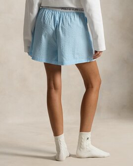 Katoenen seersucker boxershort blauw