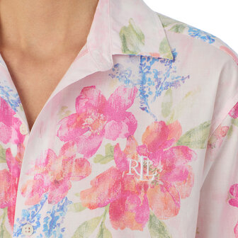 Doorknoop nachthemd Lauren Ralph Lauren met bloemen