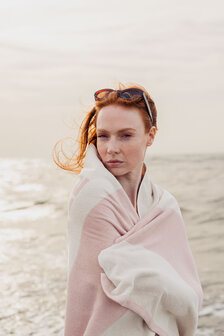 Amalfi Stripe badlinnen pink