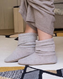 Gebreide beige dames pantoffel Isotoner