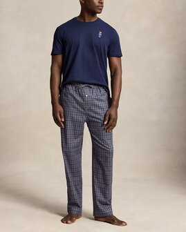 Geruite blauwe katoenen pyjamaset met Polo Bear