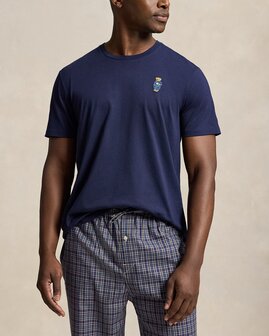 Geruite blauwe katoenen pyjamaset met Polo Bear