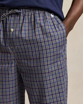 Geruite blauwe katoenen pyjamaset met Polo Bear