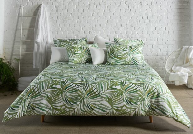 Dekbedovertrek Tropic groen satin