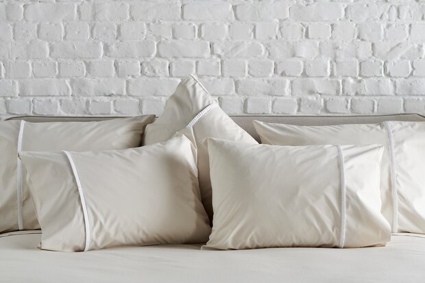 Ramatuelle greige/wit Percale