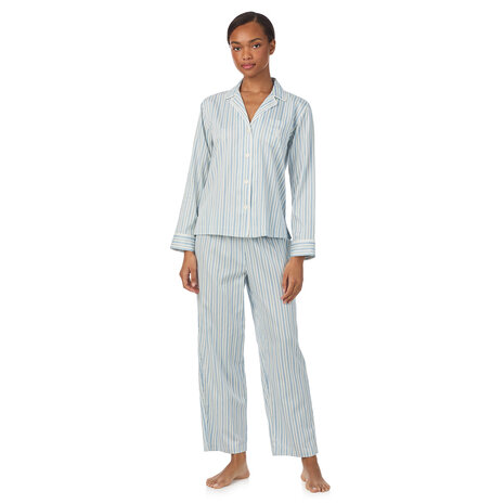 Gestreepte satijnen pyjama blauw Lauren Ralph Lauren