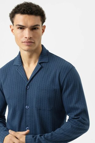 Pyjama winterflanel jachtblauw Mey
