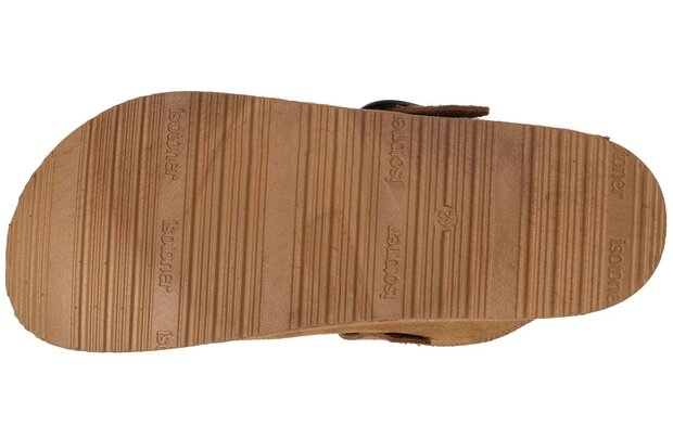 Open pantoffel met gesp camel heren Isotoner