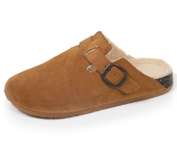 Open pantoffel met gesp camel heren Isotoner