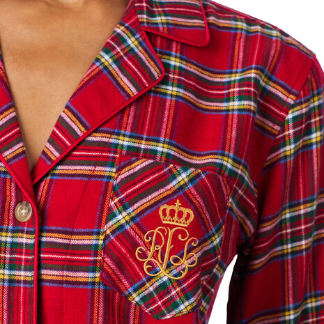 Pyjamaset brushed twill rood pld Lauren Ralph Lauren