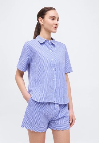 Seersucker slaapset Ralph Lauren blauw