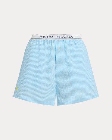 Katoenen seersucker boxershort blauw