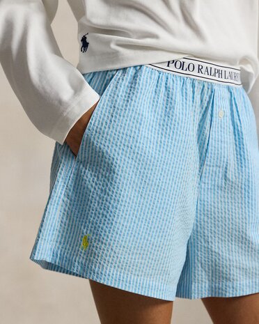 Katoenen seersucker boxershort blauw