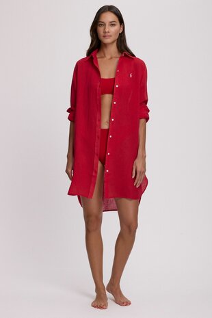 Boyfriend shirt polo Ralph Lauren linnen/katoen mix.