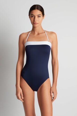 Modern Bandeau badpak Lauren Ralph Lauren Blauw