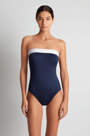Modern Bandeau badpak Lauren Ralph Lauren Blauw
