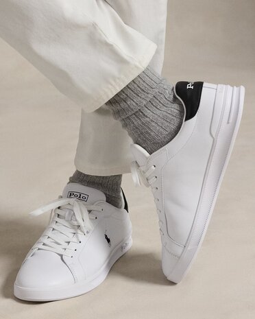 Heritage Court leren sneaker Ralph Lauren White
