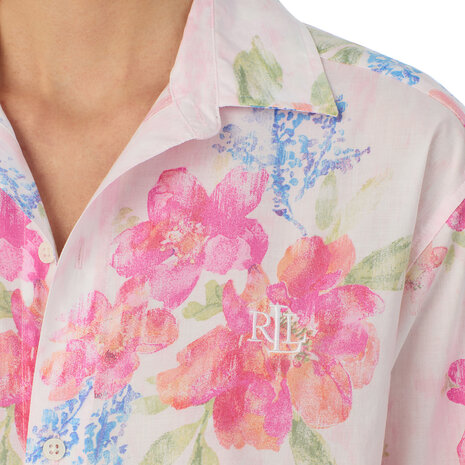 Doorknoop nachthemd Lauren Ralph Lauren met bloemen