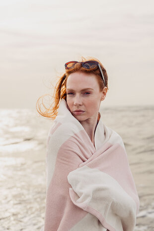 Amalfi Stripe badlinnen pink
