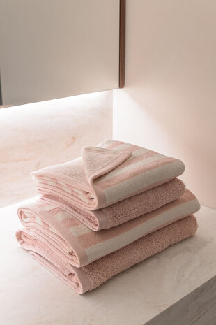 Amalfi Stripe badlinnen pink